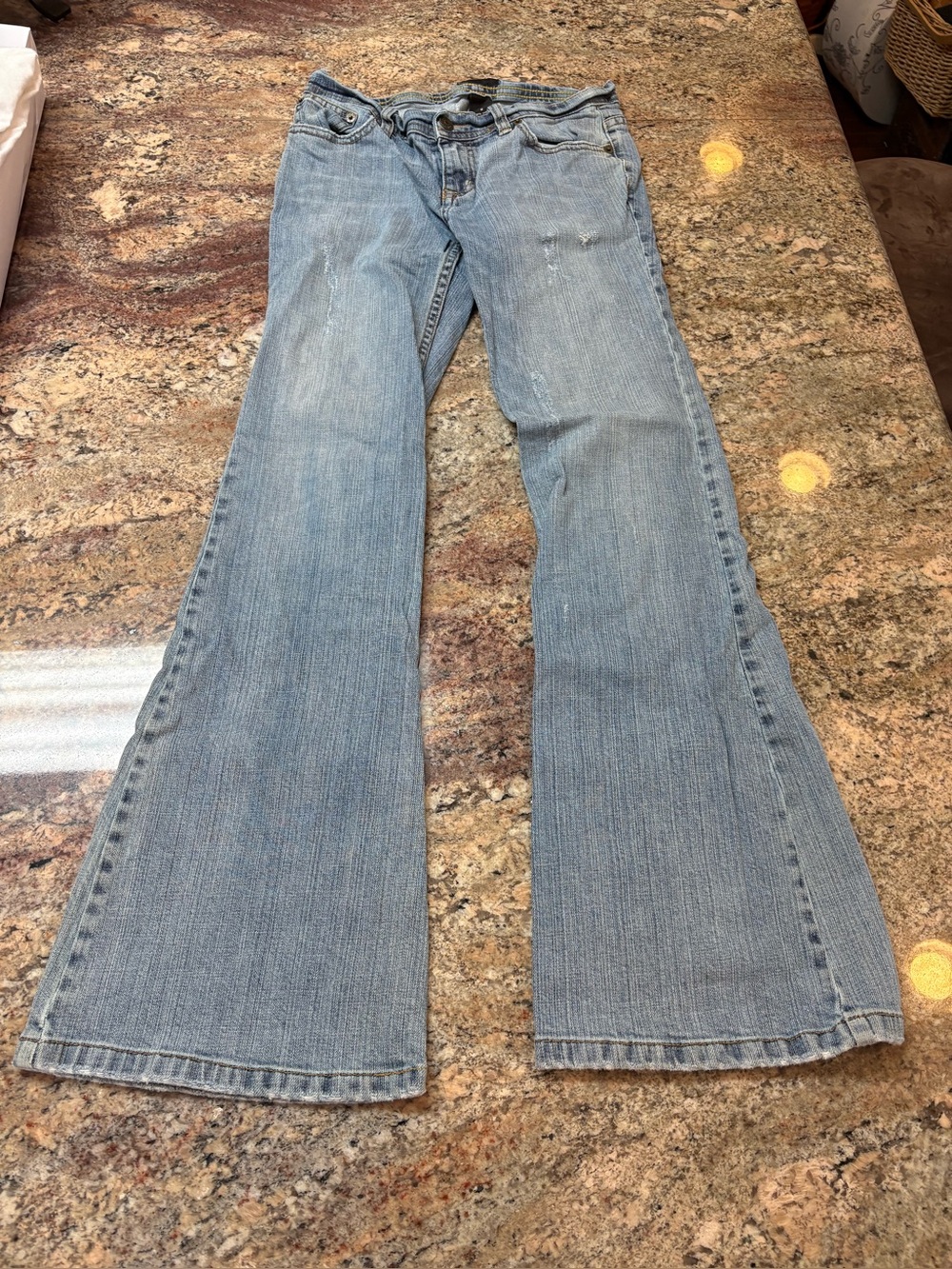 The Limited Light Blue Flared Low Rise Distressed Jeans Size 2